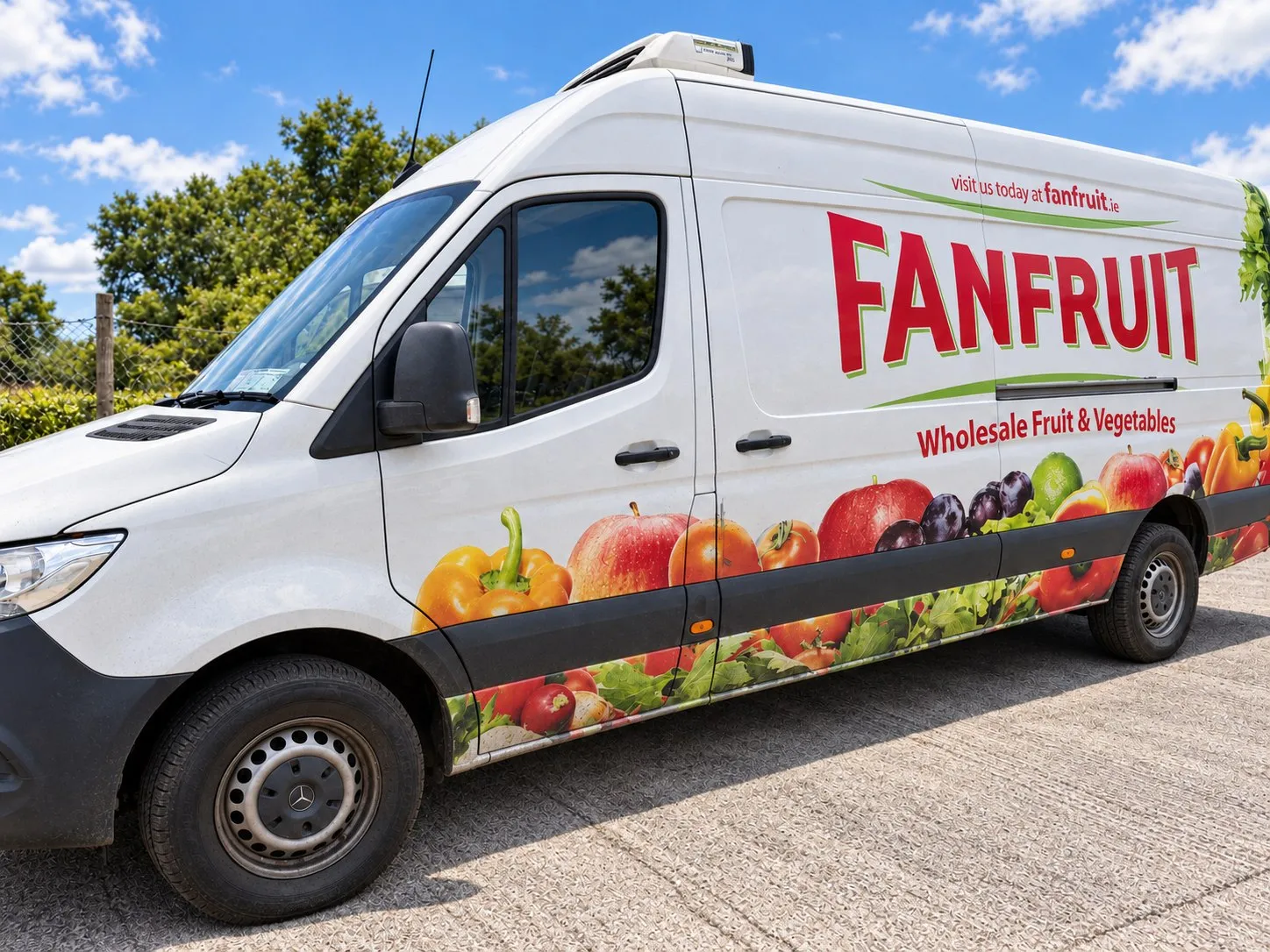 Fanfruit refrigerated delivery van with wholesale fruit and vegetable branding